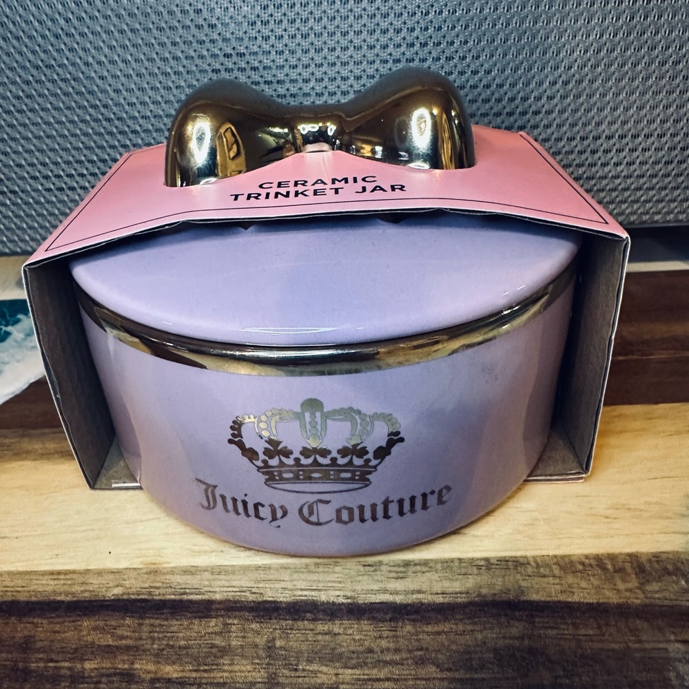 Juicy Couture Lavender Ceramic Jar with Gold Accent